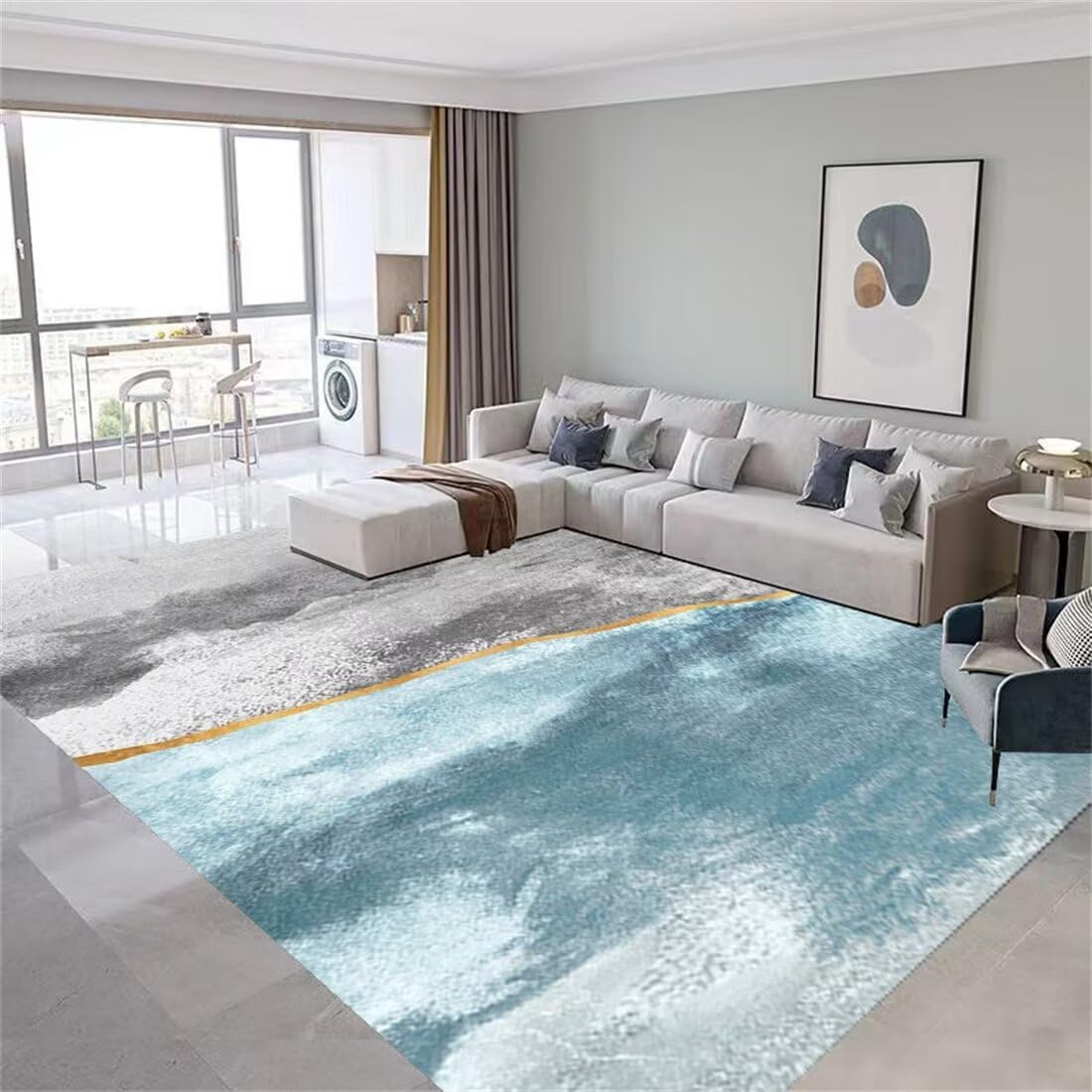 Tapis d'éveil doux lavable et tapis abstrait moderne pour salon