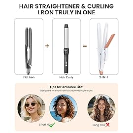 Dual Voltage Curling Iron 2-in-1 Curling Iron 1 Inch,(100V~240V) Dual Voltage Hair Straightener Travel Curling IRO n European Flat Iron (White)