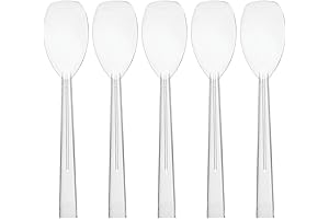 Party Essentials Hard Plastic 9" Serving Spoons, Clear, 12 Count