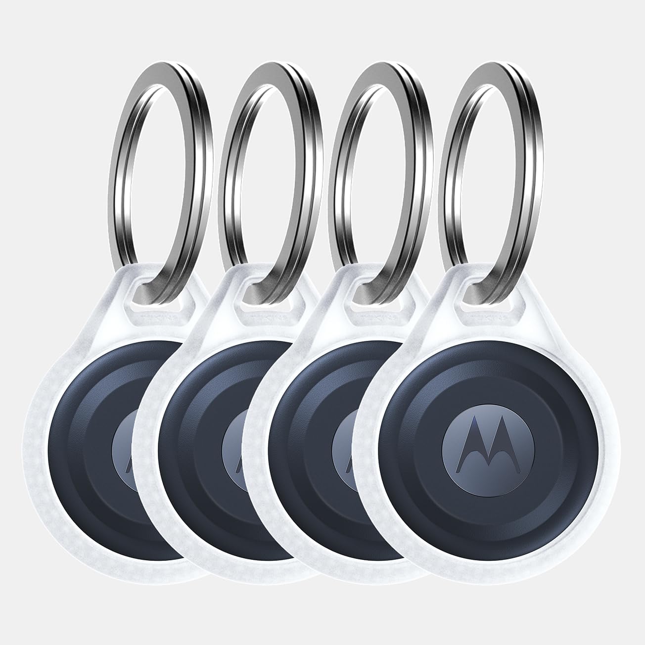 Itskins AIR Cover // Frost for Apple Tag/Moto Tag, Secure Holder with Key Ring, Anti-Scratch Holder Case, Tag Accessories for Car Keys, Pets, Luggage, Phone & More - Transparent, 4-Pack