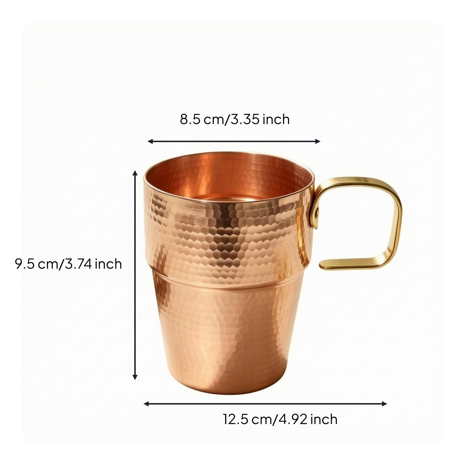 Tasse En Cuivre Ovale Vaisselle, Finition Martelée