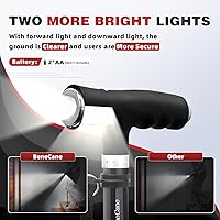 Vista 2 de Bastón para caminar BeneCane para mujeres, bastón plegable para hombres con dos luces LED, bastón cuádruple con base estable, bastón de caminar