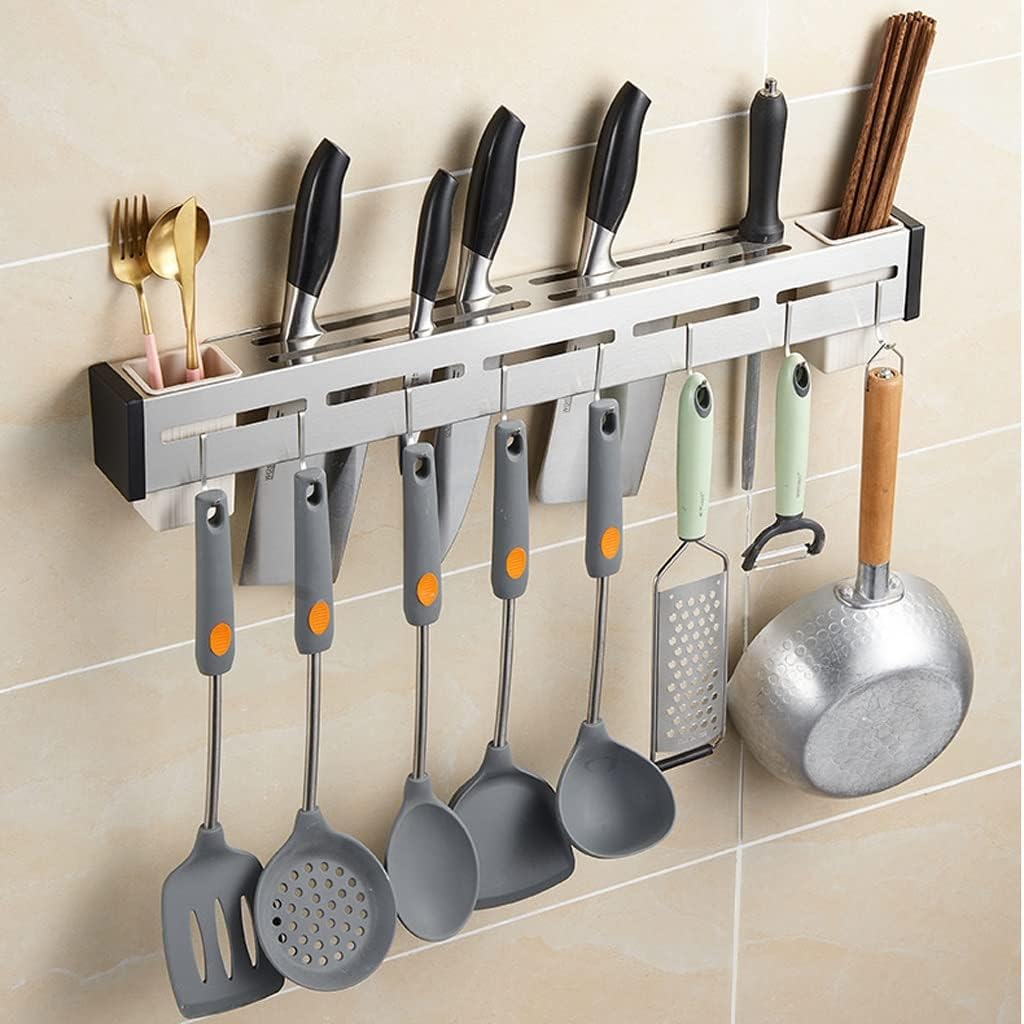 Stainless Steel Block Shelf Rail Storage Holders Multi-function Rack Kitchen Organizer