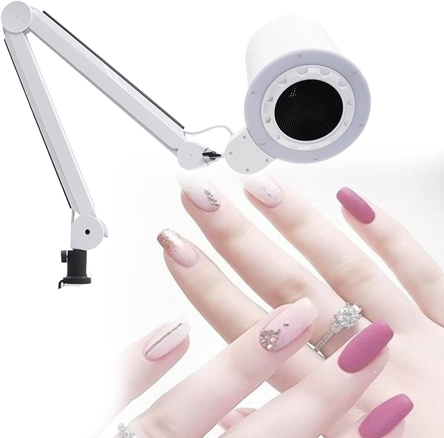 Collecteur De Poussière D'ongles Sous Vide Pour Pédicure Et Manucure Avec Led À Intensité Variable Intégrée, Avec Filtre Réutilisable, 10 Vitesses De Vent Réglables Et Support De Table Universel