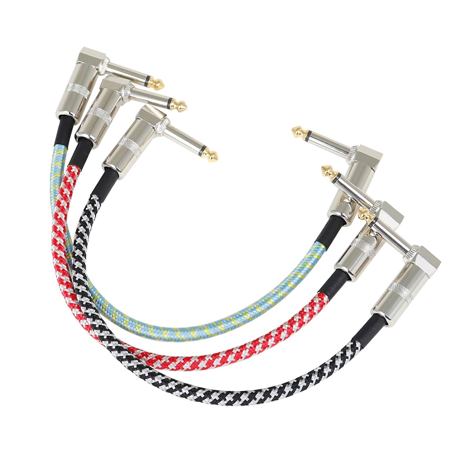kabel audio do gitary 3 Szt. Kable Pedału Efektów Gitarowych Linia Łącząca 6.5mm Patch Kabel Pedału 33cm Przewód Drut Miedziany