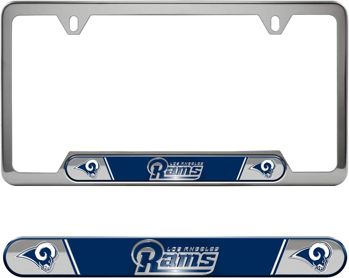 FANMATS NFL Embossed License Plate Frame, Stainless Steel Frame with Stamped Aluminum Team Logo Inserts, 6.25in x 12.25in