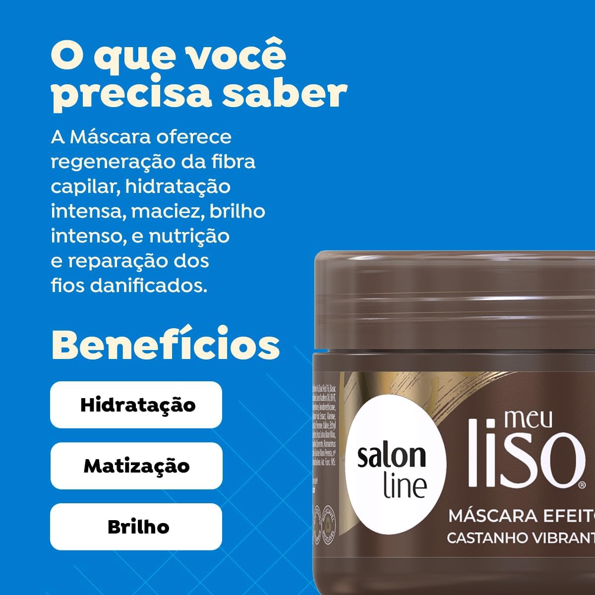Salon Line, Meu Liso, Máscara, Matizador Castanho, Vegano - Para Cabelos Lisos, Ondulados, Alisados, Relaxados ou Quimicamente Tratados, 300g Salon Line, Meu Liso, Máscara, Matizador Castanho, Vegano - Para Cabelos Lisos, Ondulados, Alisados, Relaxados ou Quimicamente Tratados, 300g