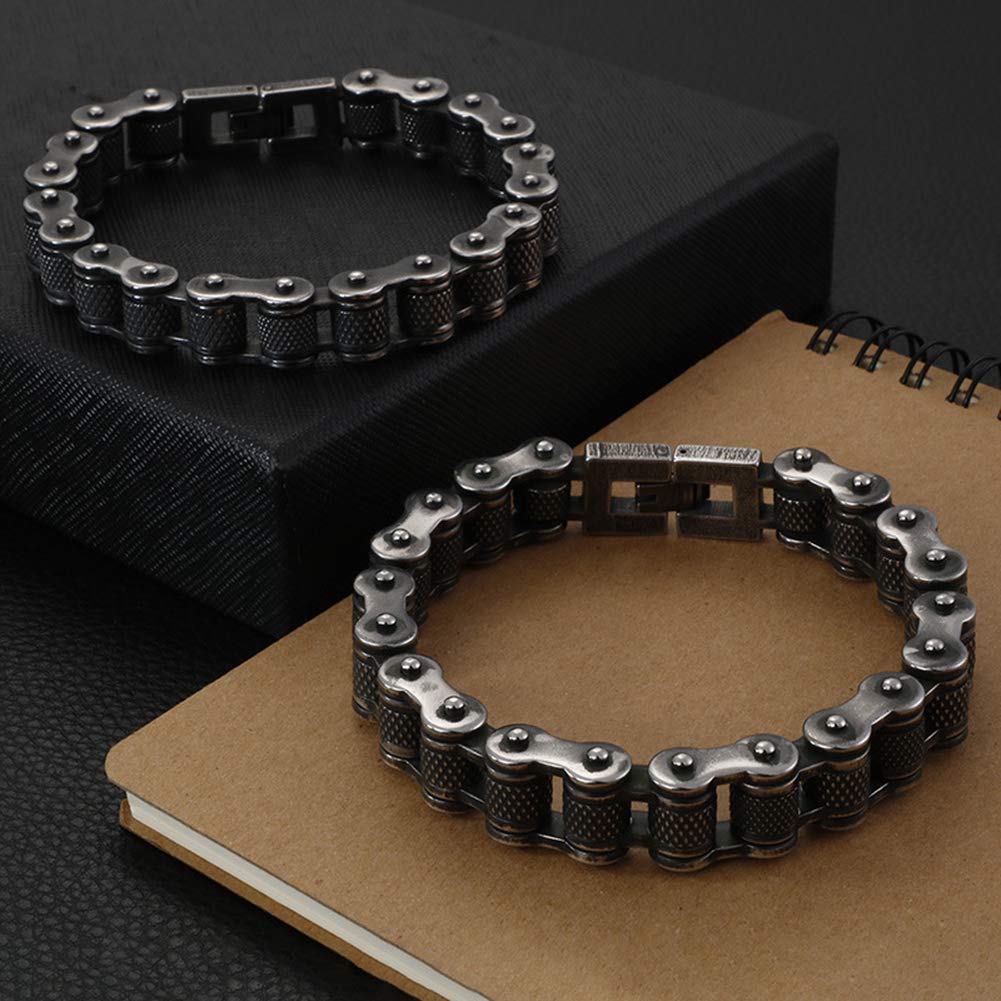 Genérico Pulsera De Acero De Titanio, Cadena De Bicicleta para Hombre, Cadena Cubana Pulida, Hipoalergénica, Ideal para Regalar