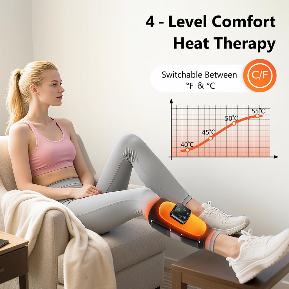 Massaggiatore per Polpacci, Massaggiatore per Gambe Senza Fili con Calore e Compressione massaggiatore per Circolazione Sanguigna Rilassamento Muscolare