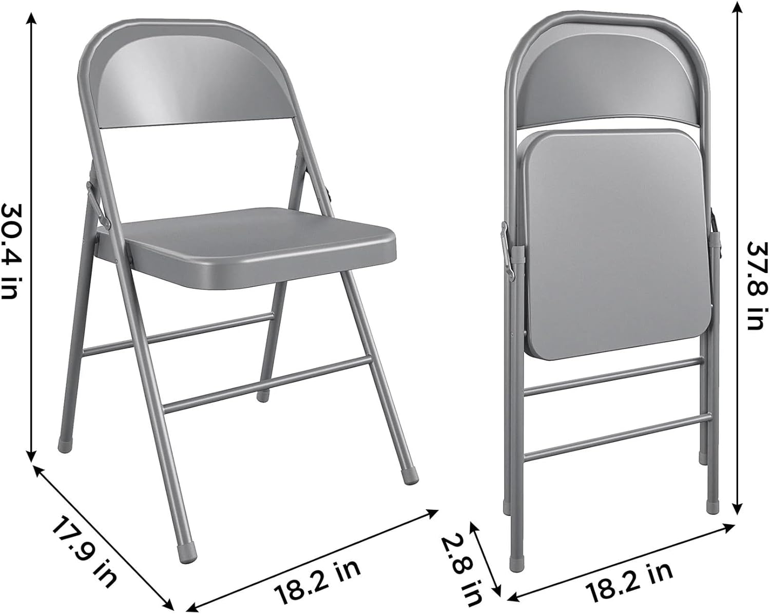 All-Steel Folding Chair, Double Braced Frame, 30.4 x 18.3 inches (Gray)