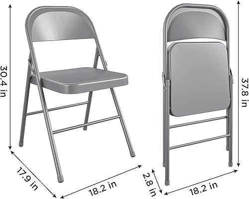 Miniatura 3 de Silla plegable de metal con respaldo, silla de metal con doble bisagra, fácil de plegar y apilable para oficina, escritorio, comedor y conferencias.