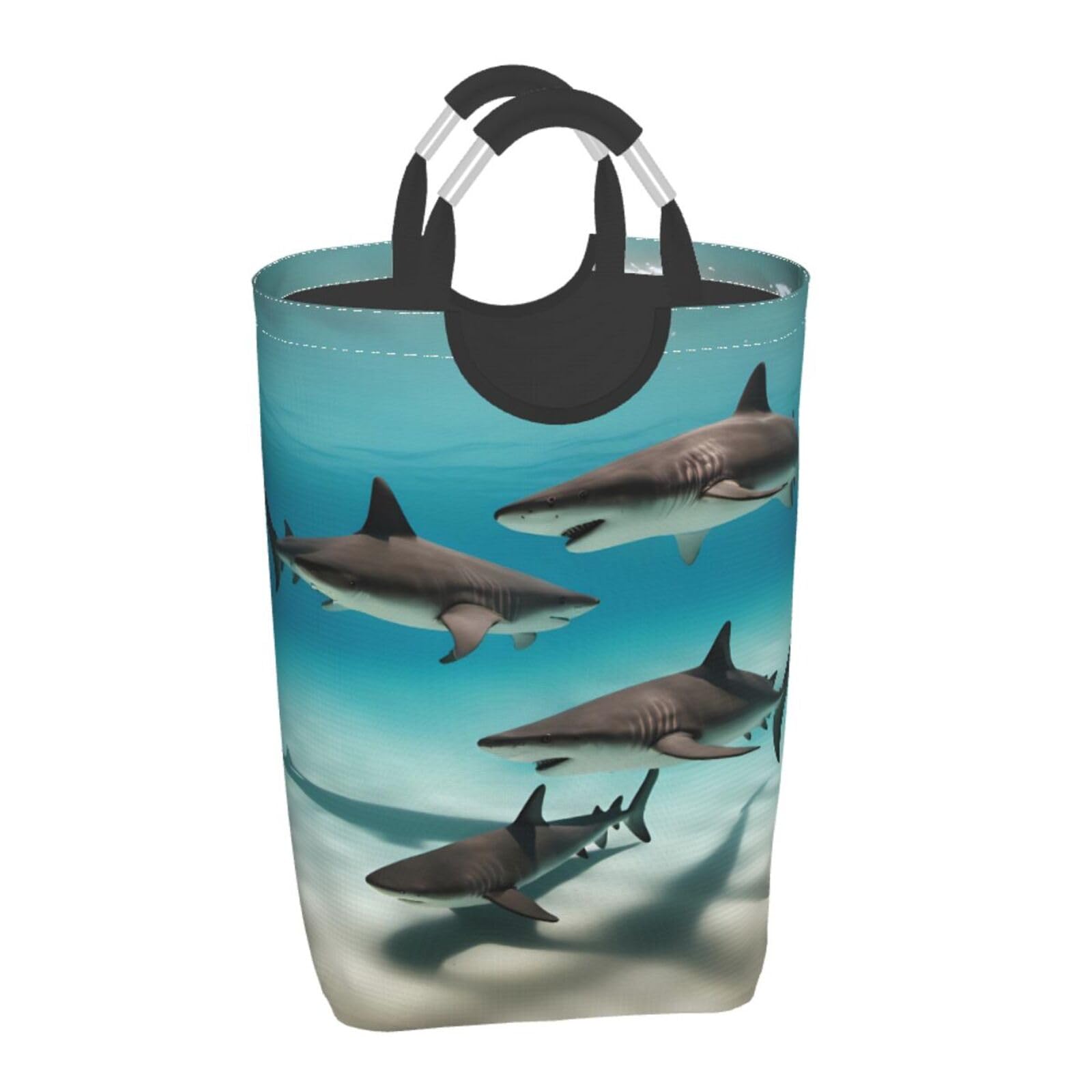 Fish in the deep sea Faltbare quadratische Aufbewahrungstasche, 50L Schmutzige Kleidung Wäschekorb, geeignet für Waschküche, Schlafsaal, Schlafzimmer