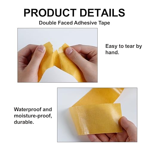 Miniatura 4 de Gokano Cinta de doble cara resistente, 1 x 66 pies (65.6 ft) de alta adherencia, cinta fuerte de 2 caras para alfombras, cinta de tela duradera para