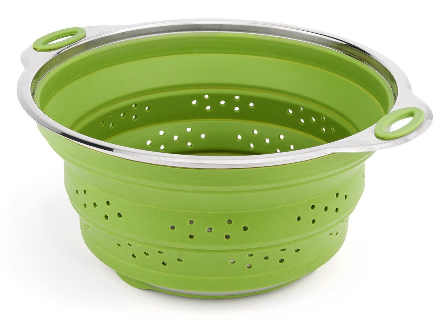 iNeiboHeat Colander Strainer,Kitchen Strainer,‎Large Capacity, Stainless Steel, Silicone, Efficient, Heat Resistant, Round, Collapsible, Foldable, Non-Stick