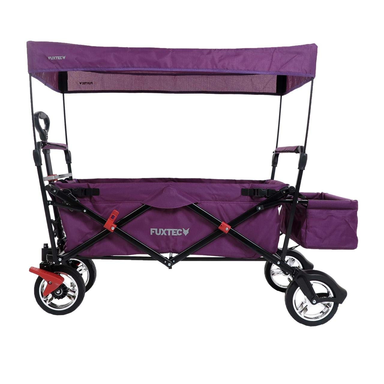 FUXTEC Bollerwagen City CT500, Carro Plegable con Techo UV, con Doble Freno Delantero.- Apto para niños, Ciudad, Campo, Playa o montaña- Tirar o Empujar - Capacidad de Carga 75 kg - Bolsa Trasera