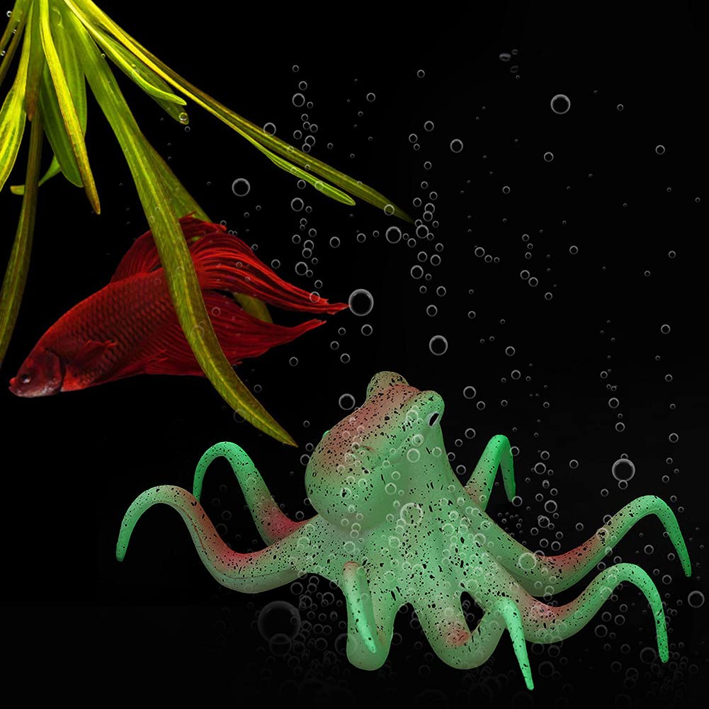 KIMISS Glow-in-the-Dark Realistic Octopus Aquarium Decoration