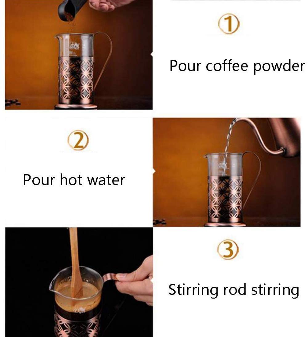 French Press Stamp Pot Coffee Maker Cafetera de doble pared, prensa francesa de vidrio incl. Filtro de café de acero inoxidable-1000ML