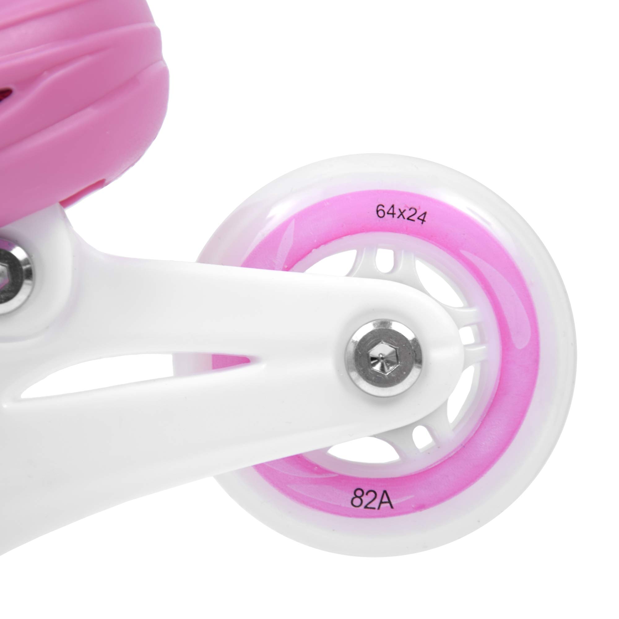 Madivo Cottoncandy Lot de 2 Rollers 2 en 1 réglables pour Fille | Patins à roulettes ABEC-5 | Rollers en Ligne transformables en Patins à roulettes | Blanc/Rose | Tailles : 26-29, 30-33