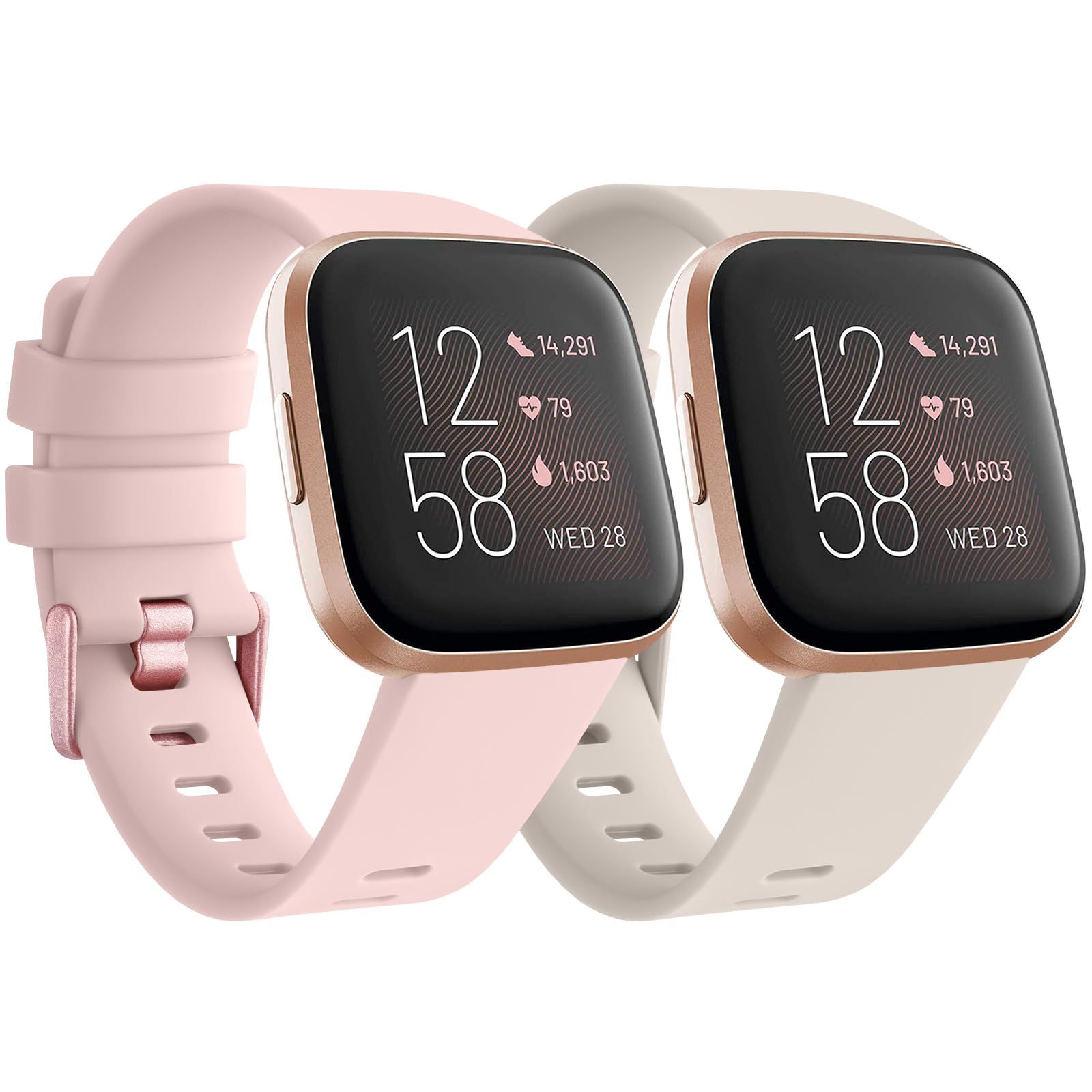for Fitbit Versa Straps/Fitbit Versa 2 Straps/Fitbit Versa Lite Strap,Silicone Sport Replacement Stra ps Compatible with Fitbi t Ve rsa Lite/Fi tbi t Ver sa 2/F itbi t Ver sa for Women Men (Pack B,L) — image 1