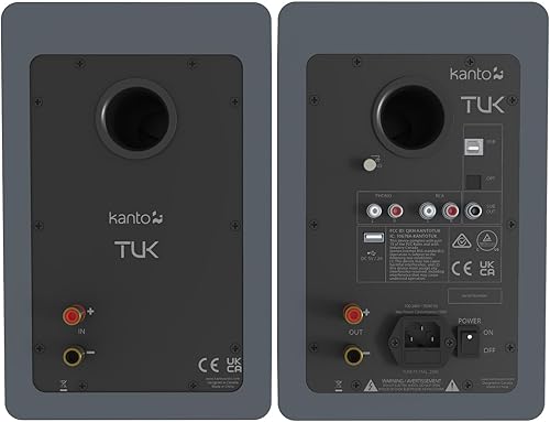 Vista 19 de Kanto TUK Altavoz alimentado con salida de auriculares USB DAC integrado RCA dedicado con preamplificador de teléfono Bluetooth Tweeter AMT