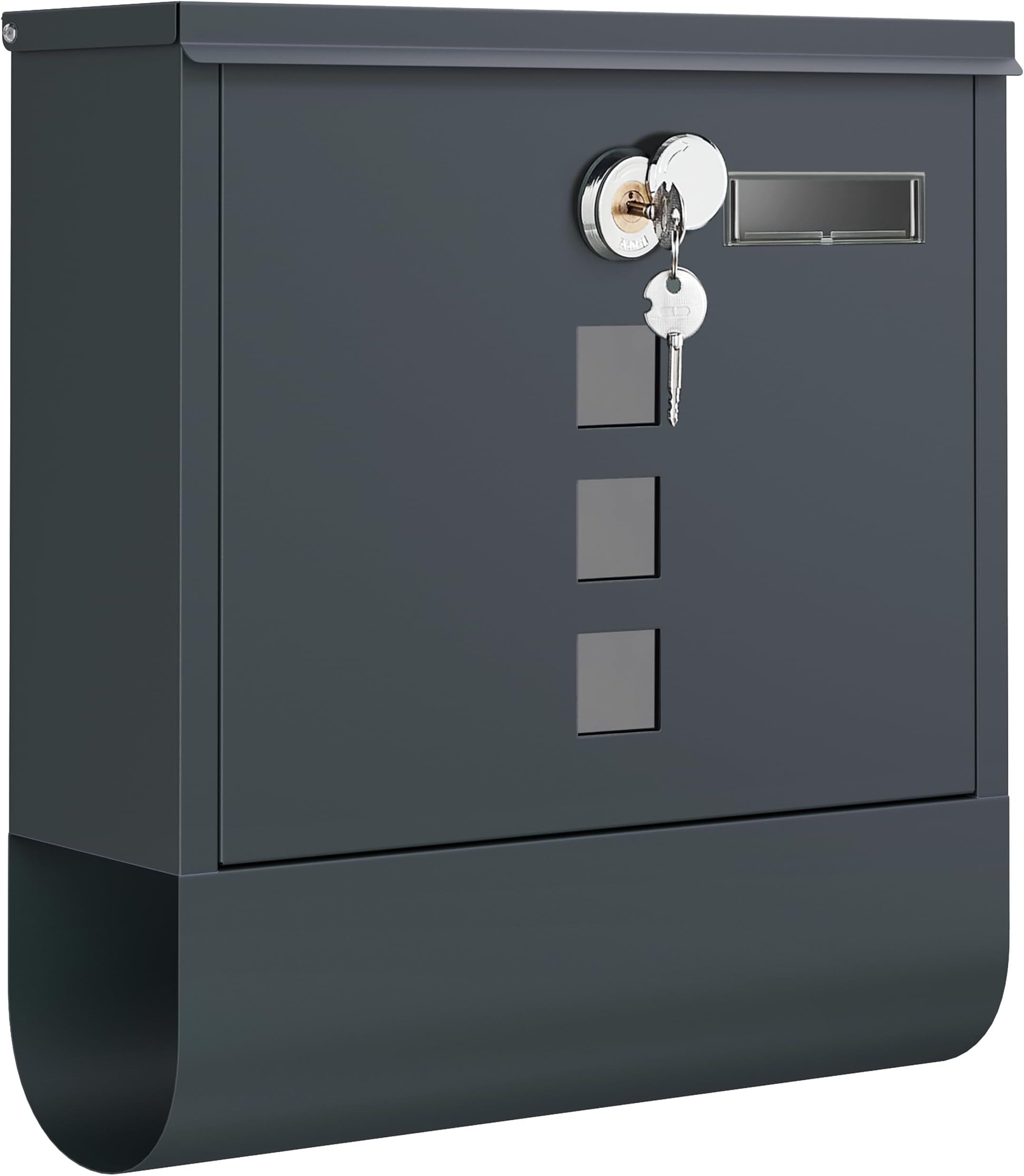 SONGMICS Mailbox, Wall-Mounted Post Letter Box, Capped Lock with Copper Core, Newspaper Holder, Viewing Windows, and Nameplate, Easy to Install, Anthracite Grey GMB20AG
