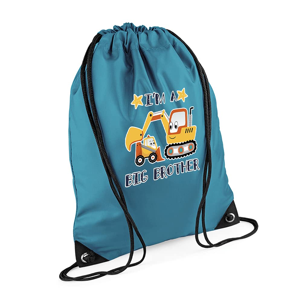 Giftme Unisex Ocean Blue I'm A Big Brother Funny Birthday/Secret Santa Siblings Gift Drawstring Bag, Pe Gym Kit, Swimming Rucksack. (Ocean Blue)