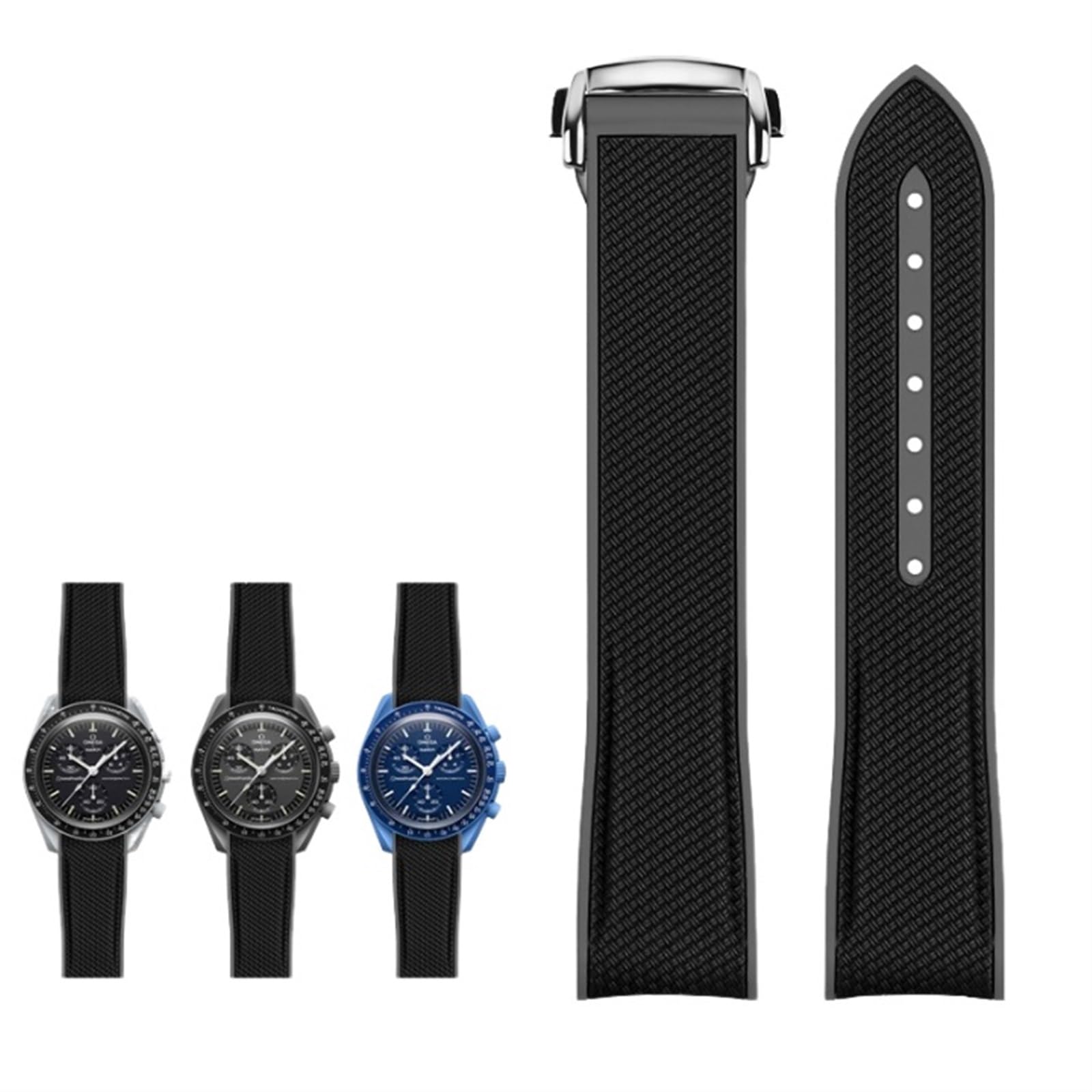 Bracelet montre 20mm silicone caoutchouc MoonSwatch courbe - 6