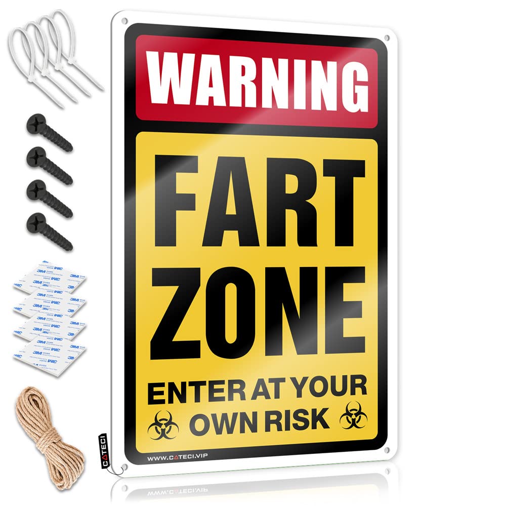 Ztbbdnqha Boys One Color Funny Metal Signs Decor Warning Fart Zone Sign Bar Man Cave Decor Bedroom Door Decorations(30X40cm)