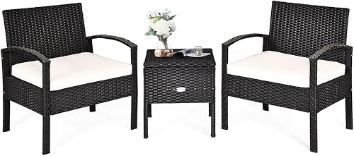 Salon de Jardin Extérieur 2 Personnes en Rotin GIANTEX
