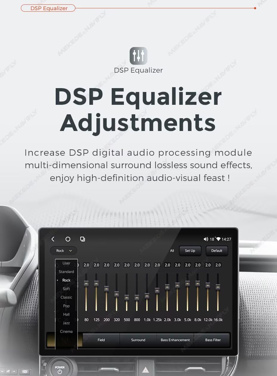 DSP Equalizer settings interface on the RONGJI car stereo.