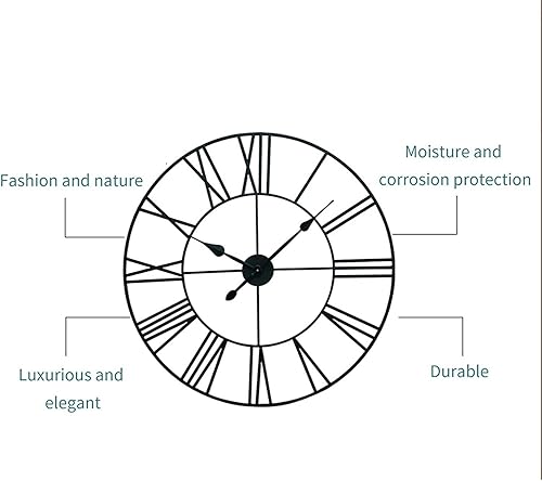 Miniatura 4 de Reloj de pared de metal industrial europeo grande, números romanos retro, movimiento de cuarzo silencioso para sala de estar, cocina, decoración del