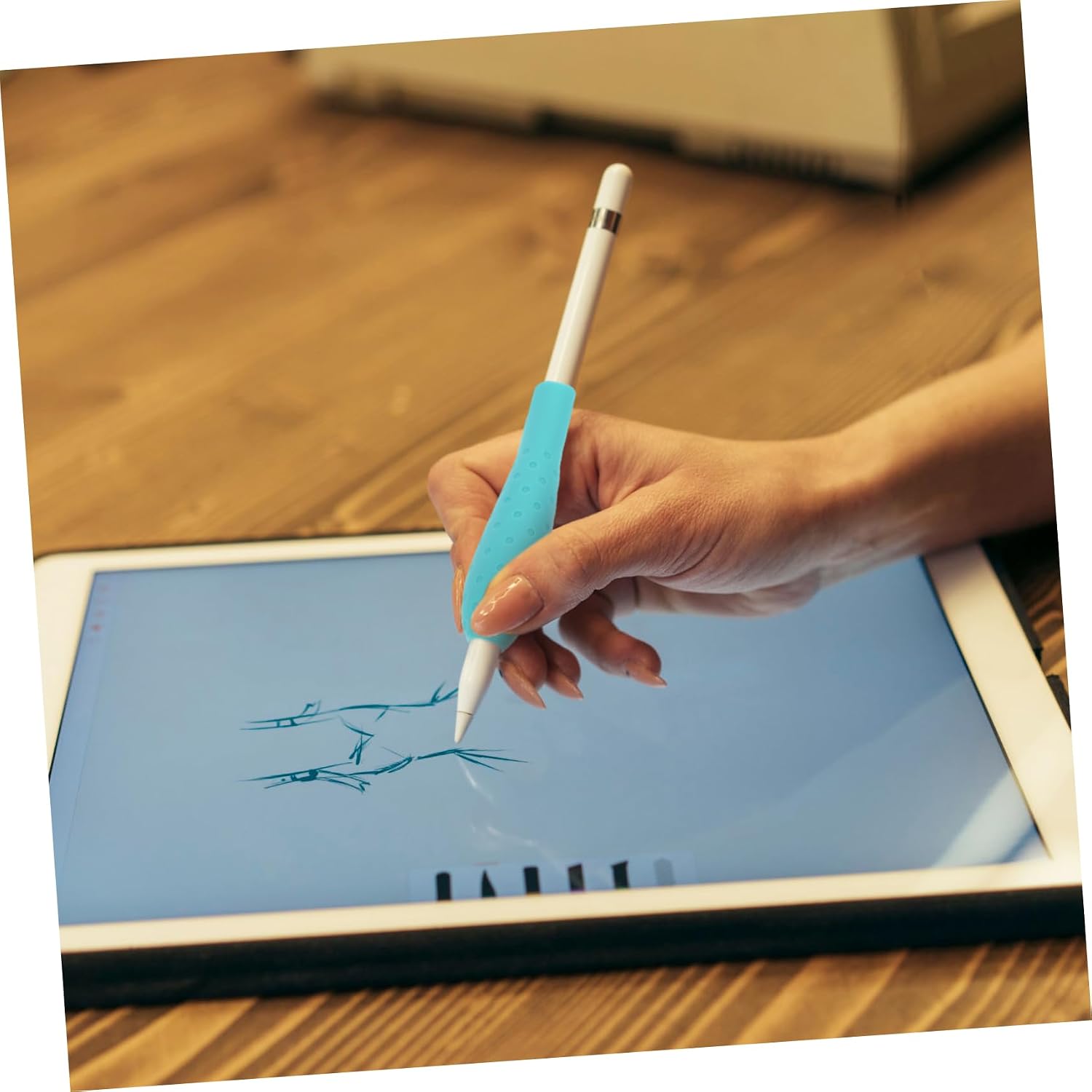 HOMSFOU 4pcs Protective Silicone Grip Holder for Pencil Ergonomic Design for Comfortable Secure Grip Enhanced Control and Precision for Writing Drawing Tasks Silicone Sleeve Colors