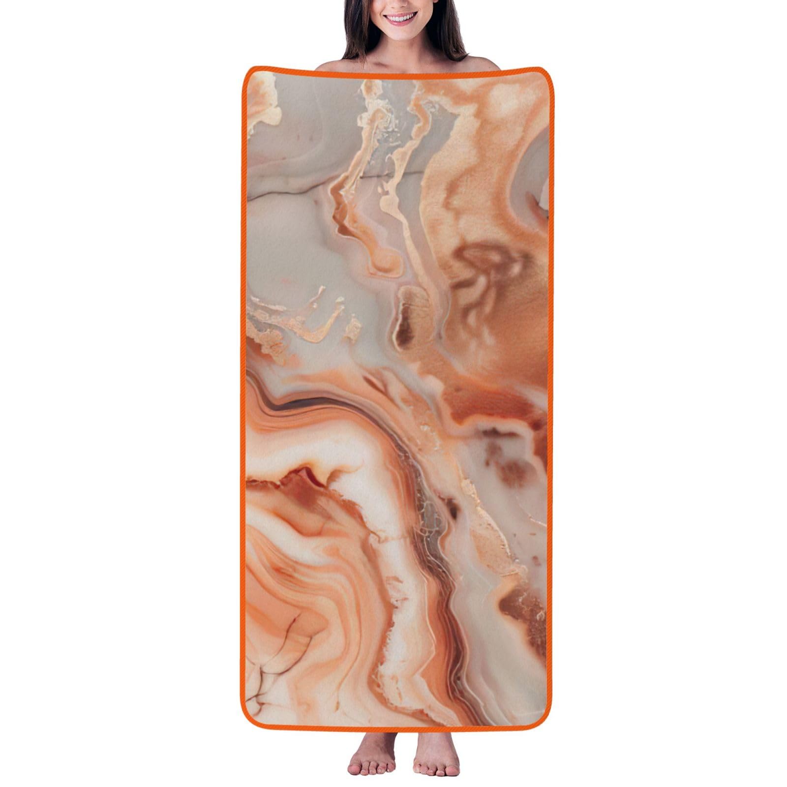 JBJGKHLP Rose Gold Marble Print Women Men Couples Coral Velvet Bath Towel Ultra-Soft For Home Bathroom Travel