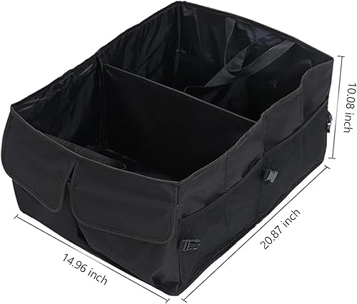 Miniatura 7 de Organizador de maletero de gran capacidad de 51 litros para automóvil, organizador de maletero de tela Oxford para SUV, con 2 bolsillos y 4