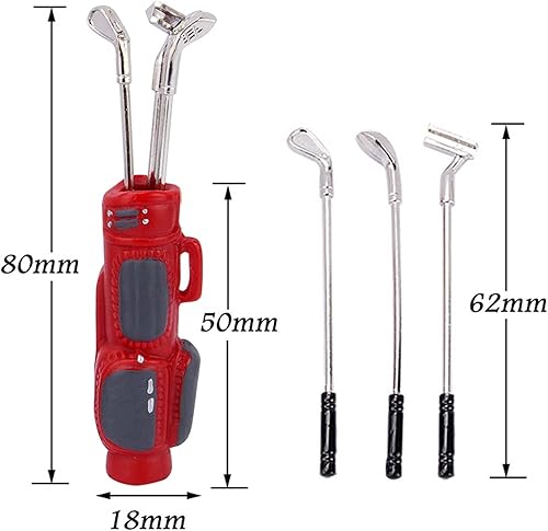 Miniatura 2 de Mini palos de golf con bolsa de golf, accesorios de decoración para casa de muñecas 16 112, 110 RC Crawler Car TRX4 Axial SCX10 D90 D110 TF2 (rojo)