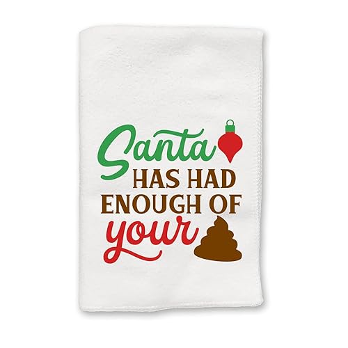 Miniatura 2 de Christmas Decor  Decorative Kitchen and Bath Hand Towels  Santa's Had Enough Of Your Sh*t  XMAS Winter Novelty  White Towel Home Holiday Decorations