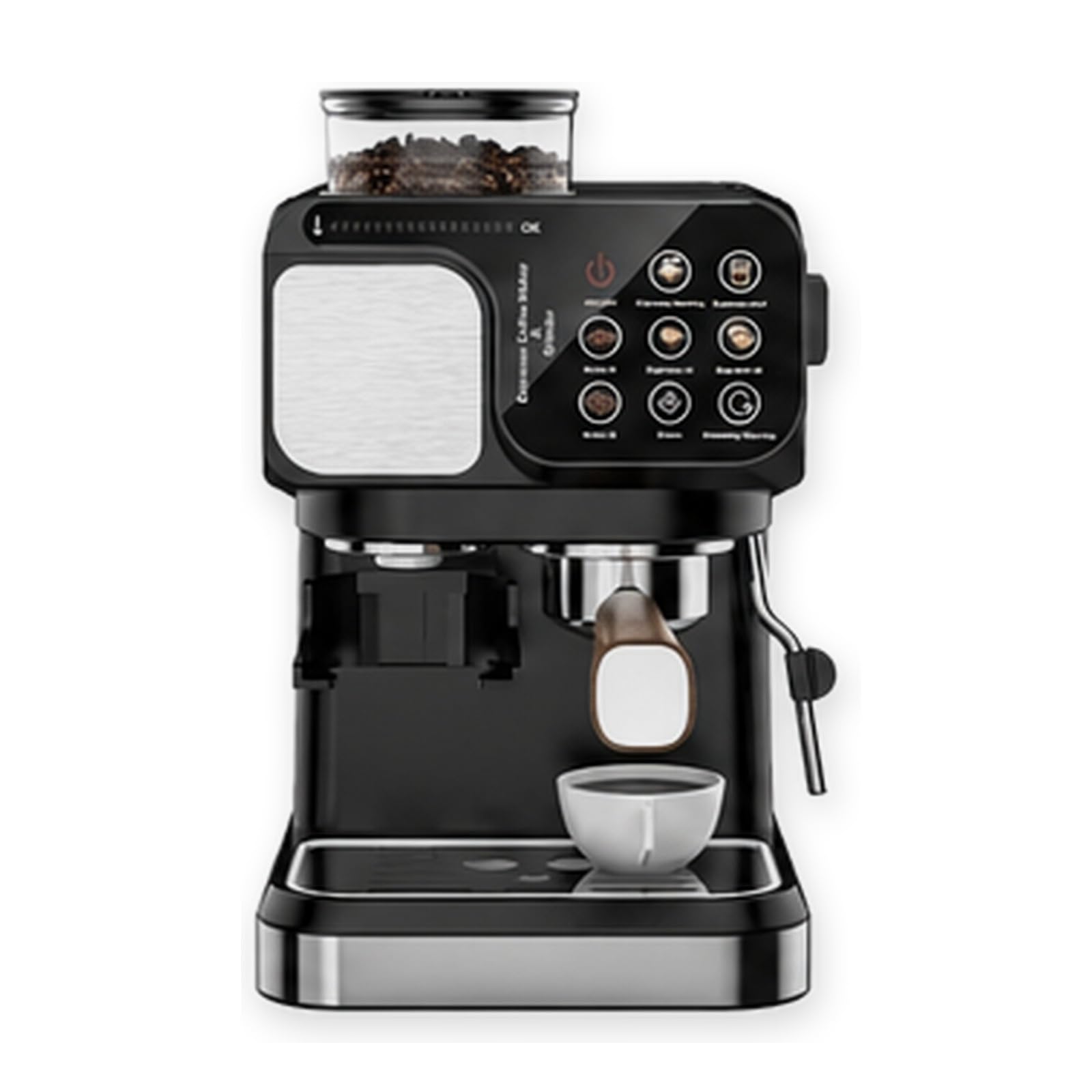 Półautomatyczny ekspres do kawy ze spieniaczem mleka | Zapewnia ekstrakcję pod wysokim ciśnieniem, zapewniając bogate, pełne espresso z doskonałą pianką.(Black)