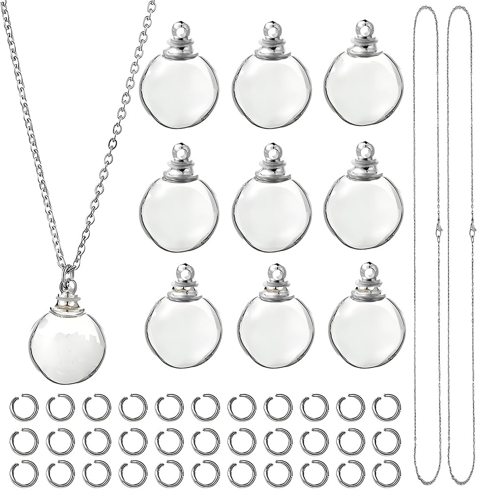 Chaînes de bijoux acier inoxydable et fiole en verre pour bricolage DIY