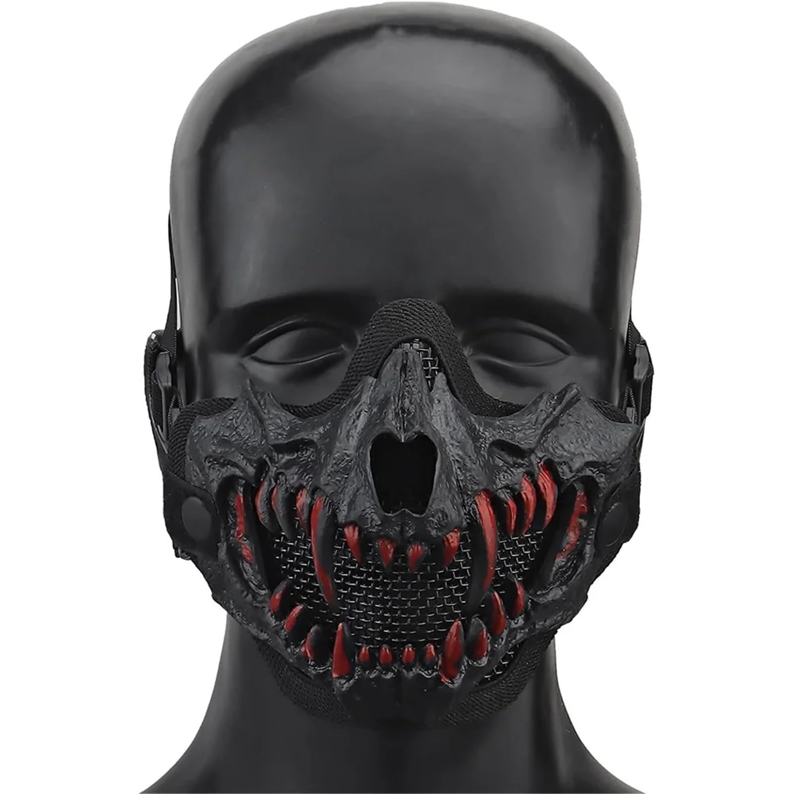 Set Casco tattico Airsoft con Mezze Maschere a Forma di Teschio Maschera Protettiva Tattica in Rete per Il Viso per Halloween e Cosplay Partite di Paintball CS