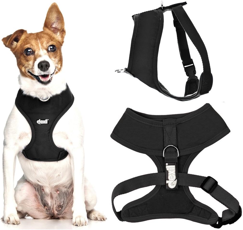 Dexil Elite Range Luxury Padded Waterproof Adjustable Back and Front Ring Non-Pull Small Pet Dog Vest Harness (Liquorice Black - Image 3