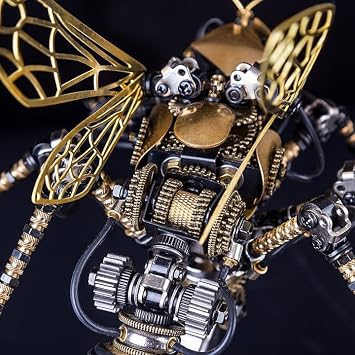 Metalkitor 3D Metal Puzzles for Adults, Wasp Model Kit - Steampunk DIY Ornament - Assembly Jigsaw Crafts Brain Teaser - Perfect Room Decor and Gift Choice(Without Light)