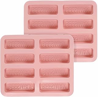 MECCANIXITY Beeswax Candle Mould, 8 Grids Beeswax Bar Mould Makes 8 x 2.8oz Reusable Easy Release Bees Wax Module for Wax Candle Making Butter Candy Chocolate Pink 2Pcs
