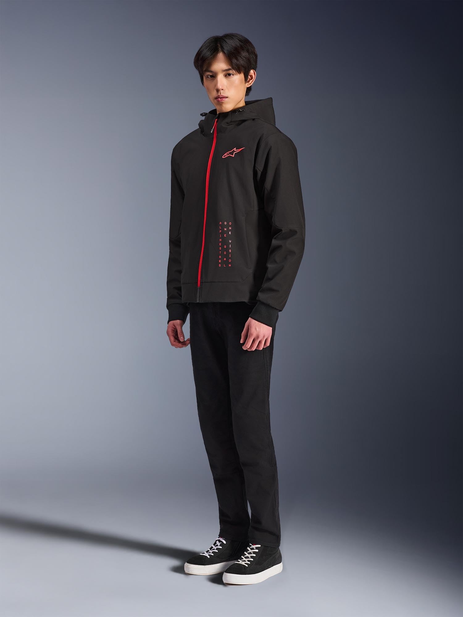 Alpinestars Radium Tech Sweat à capuche zippé moto, noir/rouge, 3XL