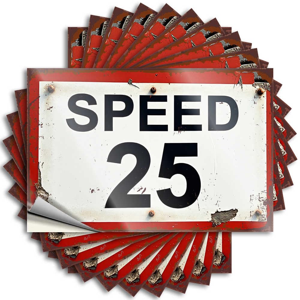 Rusty Speed Limit Sign: 25 Mph Necessities Big - Quote Tumbler Waterproof Decal(6X9CM)
