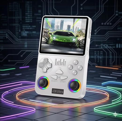 BVG J36 Ultra Handheld Gaming Console with | WiFi &amp; YouTube |3.5 Inch IPS HD Display, 64 GB, 30,000+ Games, Rechargeable B