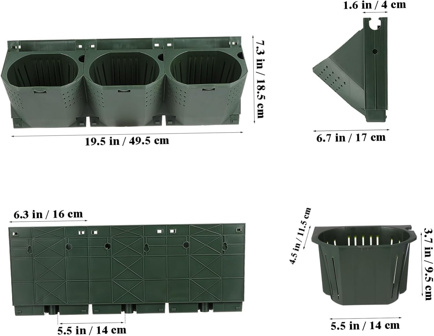 Stackable Vertical Wall Planter with Ventilated Pots for Indoor Outdoor Balcony Apartment Garden Wall Mounted Background Pot Container for Efficient Space Saving and Healthy Plant