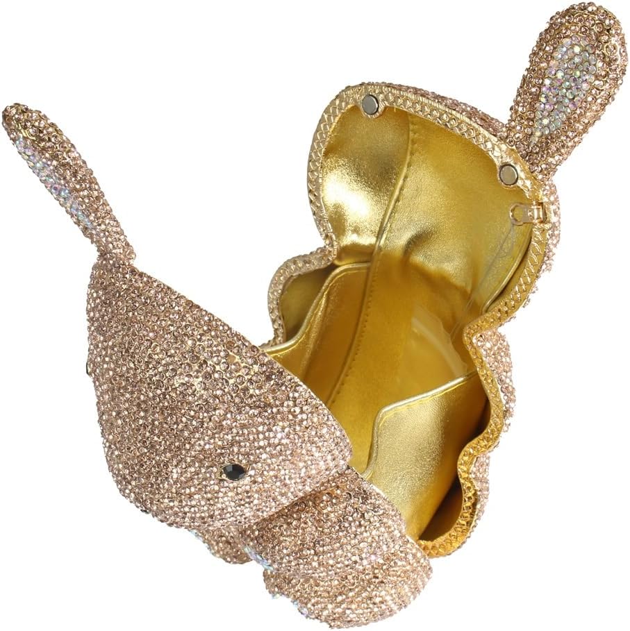 Women Cute Rabbit Shape Rhinestone Evening Bag Chic Animal Crystal Clutch Glitter Full Diamond Purse for Prom Party