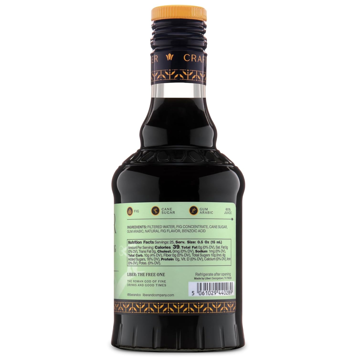 Liber & Co. Caramelized Fig Syrup - Made with California Mission & Calimyrna Figs - Perfect for Old Fashioneds, Manhattans & Aged Spirit Cocktails - Makes 25 Drinks - Craft Cocktail Mixer (12.7 oz)