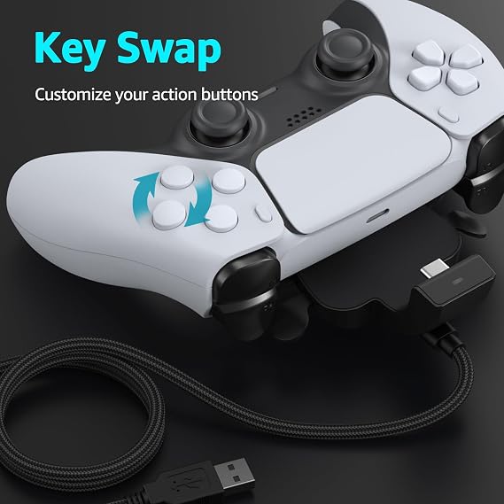 IWGAMEパドル PS-5コントローラー用、プログラム可能な4つのバックボタンサポートリマップ、ターボ、キースワップ機能、プラグアンドプレイ、PS-5コンソールPC、Mac、Android TVに対応