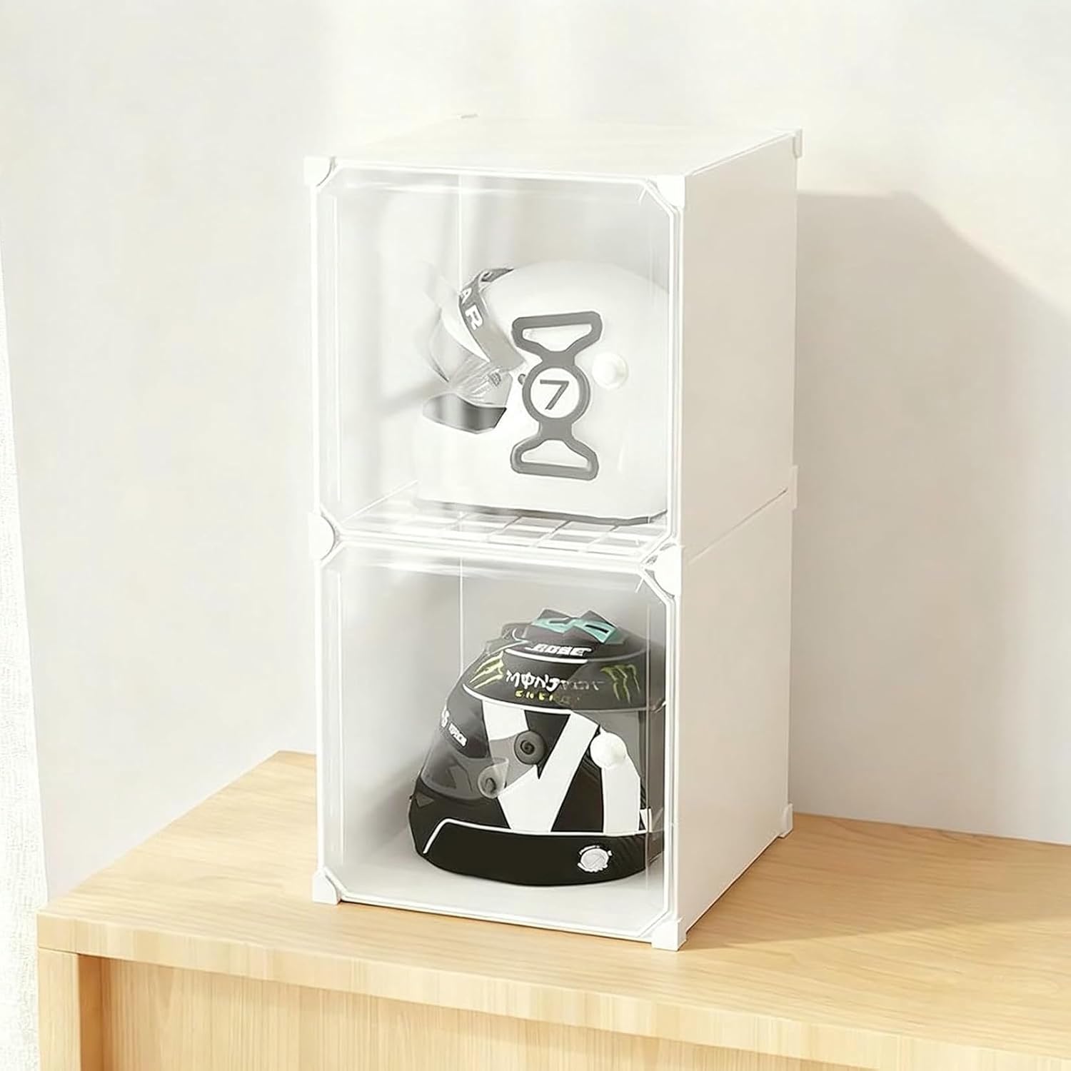 Stackable Safety Helmet Storage Boxes, Floor-Standing Hardhat Stand, Motorcycle Helmet Display Shelf for Storage, for Construction Site/Workshop/Factory/Home